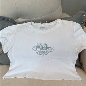 J Galt White Graphic Cropped Tee OS